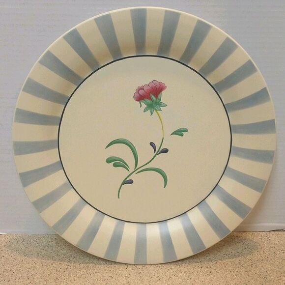 Poppies on Blue Lenox Wood Serving Plate Decor - Picture 1 of 5